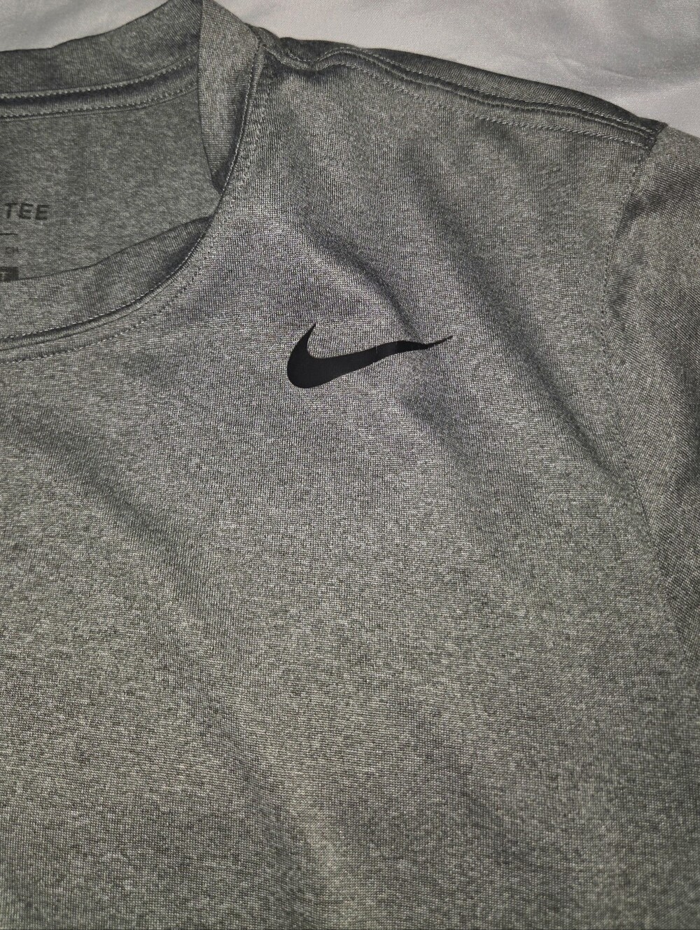 Nike Boys S Gray Crew Neck Short Sleeve Tee with Black Swoosh